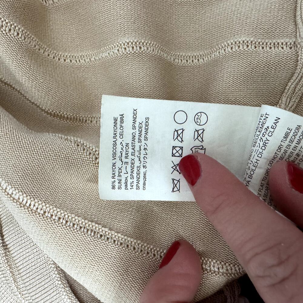 Bebe Bondage Dress Tan Beige Women's Size Medium Mini Dress - Picture 8 of 11